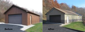 Before and After Garage addition and re side, Canadice, NY
