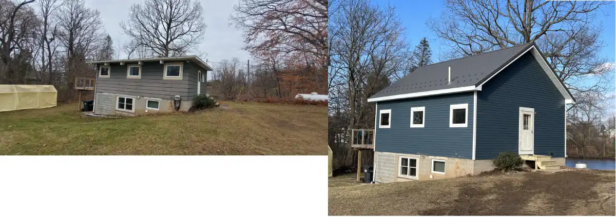 Before and after exterior remodel_Palmyra, NY_Keuka Valley Builders, LLC